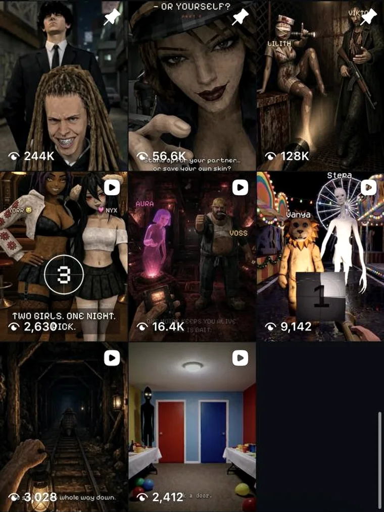 Anonymized grid of short-form posts from the case study